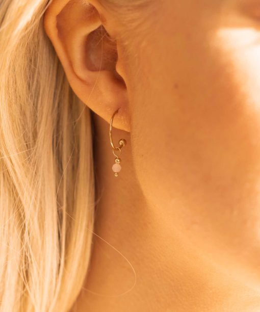 Alternative view of Crystal øredobber sølv med rosenkvarts