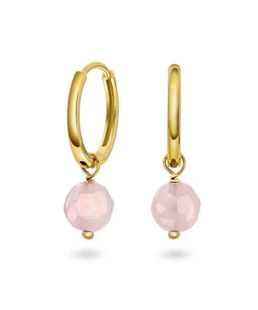 Harmony øreringer i sølv med rosenkvarts