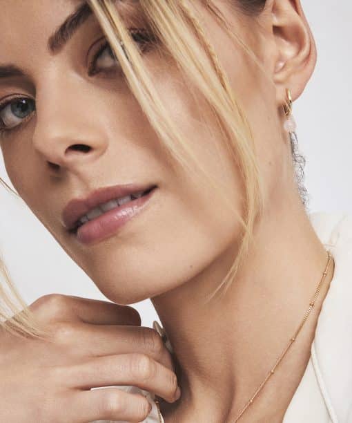 Alternative view of Harmony øreringer i sølv med rosenkvarts