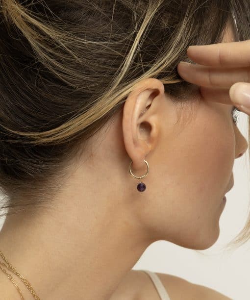 Alternative view of Harmony øreringer i sølv med ametyst