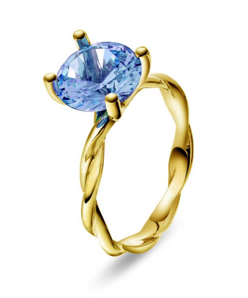 Ring i gull med syntetisk aqua