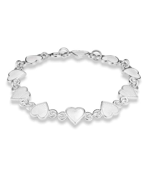 Pia & Per - Armbånd sølv - Hvite hjerter