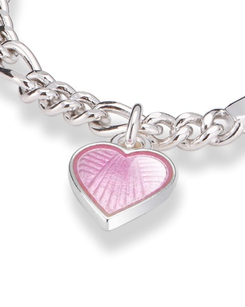 Alternative view of Pia & Per - ID-armbånd i sølv - Rosa hjerte