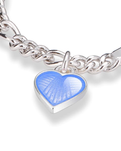 Alternative view of Pia & Per - ID-armbånd i sølv - Lys blått hjerte