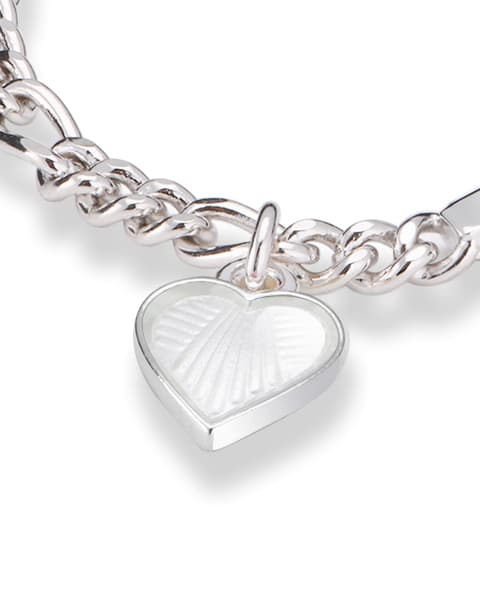 Alternative view of Pia & Per - ID-armbånd i sølv - Hvitt hjerte