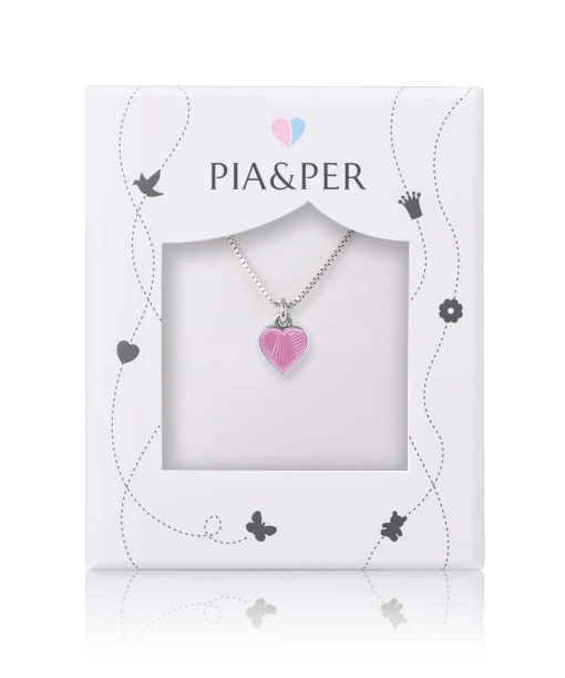 Alternative view of Pia & Per - Halskjede i sølv - Rosa hjerte