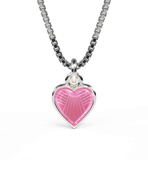 Pia & Per - Halskjede i sølv - Rosa hjerte