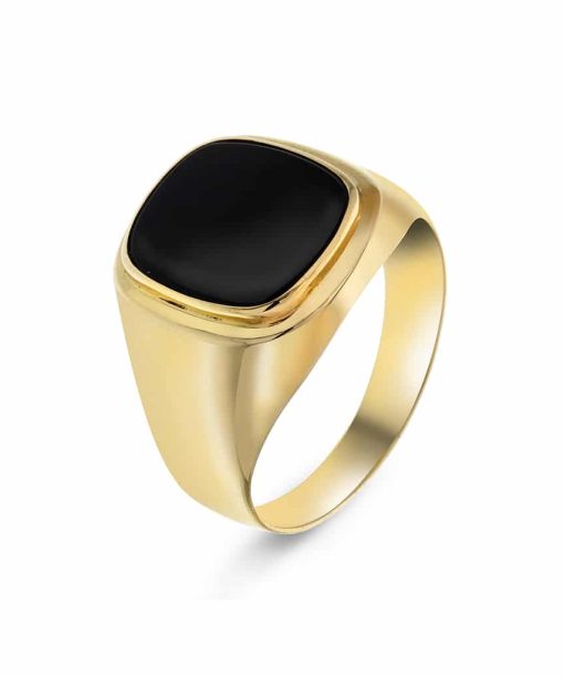 Christophersen Gult Gull Ring onyx 12x14 m/bunn