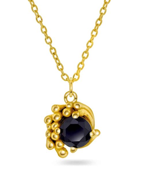 Halo smykke i sølv med zirkonia, sort