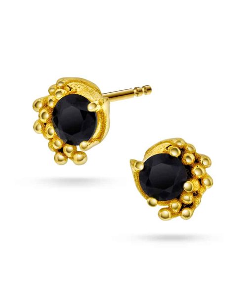 Halo øredobber i sølv med sort zirkonia