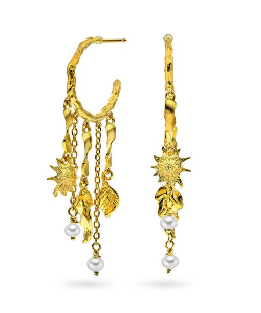 Shapes by Gulldia Boho øredobber i sølv med perle