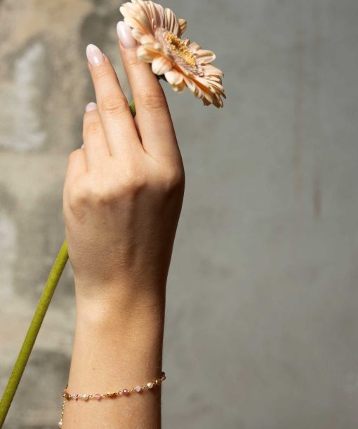 Alternative view of Raven armbånd i sølv med naturstener