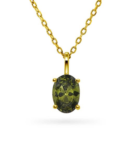 Cara smykke i sølv, olivengrønn zirkonia