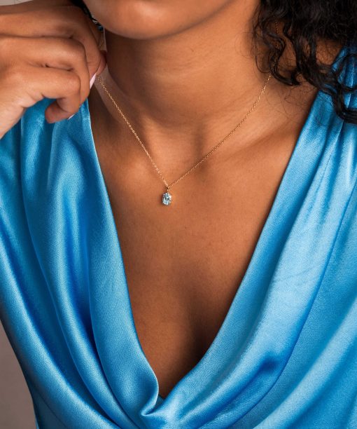 Alternative view of Cara smykke i sølv, turkisblå zirkonia