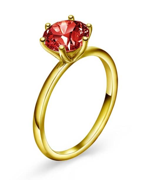 Chloe ring i sølv med dyp rød zirkonia