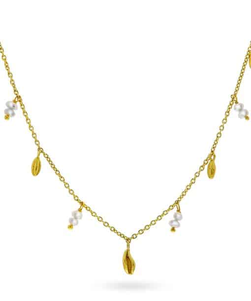 Seashell smykke i sølv med perler