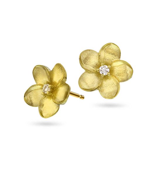 Øredobber i gull med diamant 0,06 WSI