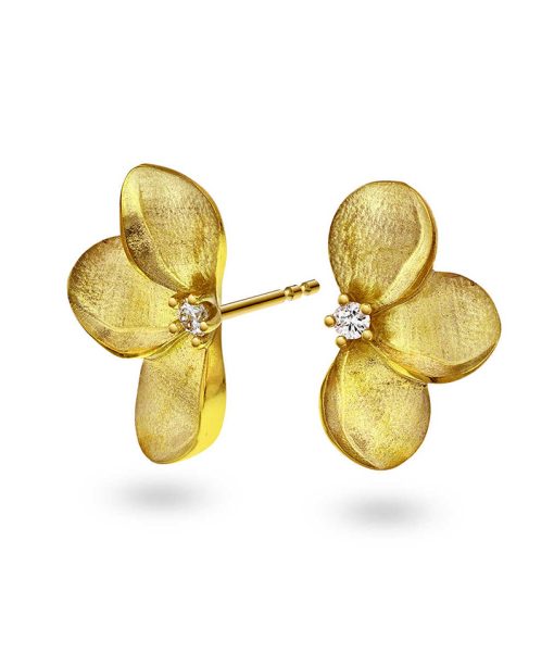 Øredobber i gull med diamant 0,10 WSI