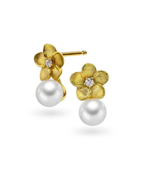 Øredobber i gull med diamant 0,04 WSI