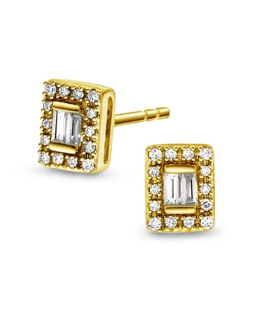 Øredobber i gull, Diamant Baguette 0.15ct (WSI)