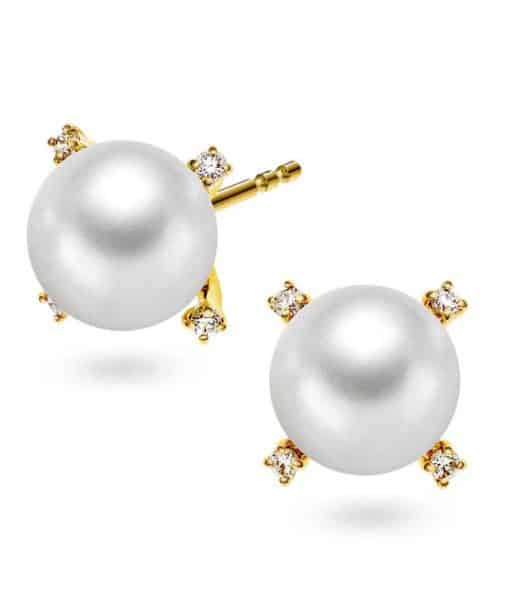 Øredobber i gull med diamant 0,08 ct WSI