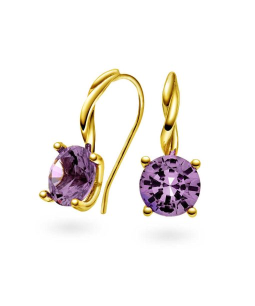 Øredobber i gull med syntetisk alexandritt