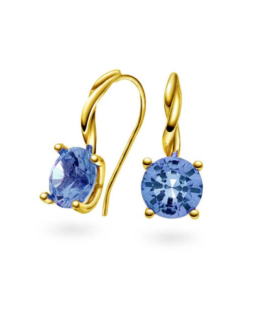 Øredobber i gull med syntetisk aqua