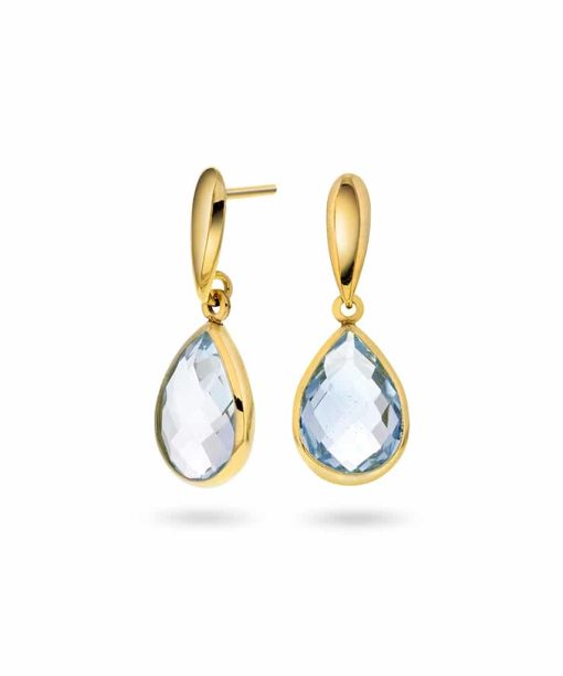 Christophersen Gult Gull øreheng blå top dråpe fac