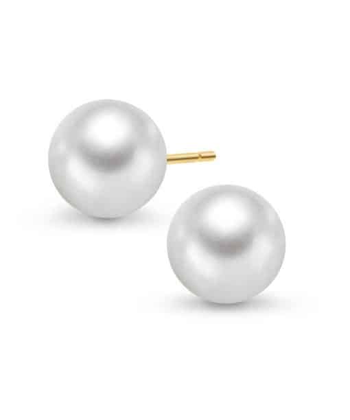 Gulløredobber i gult gull med ferskvannsperle 8,5mm