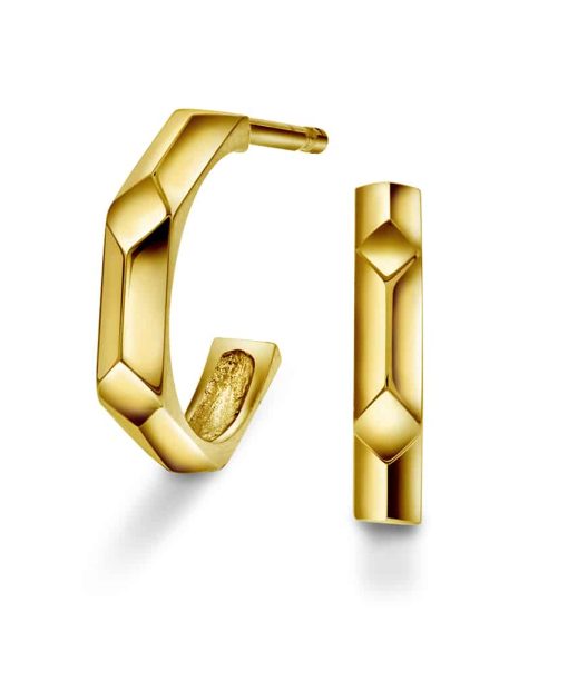 Fasett creoler i gull (2.5mm)