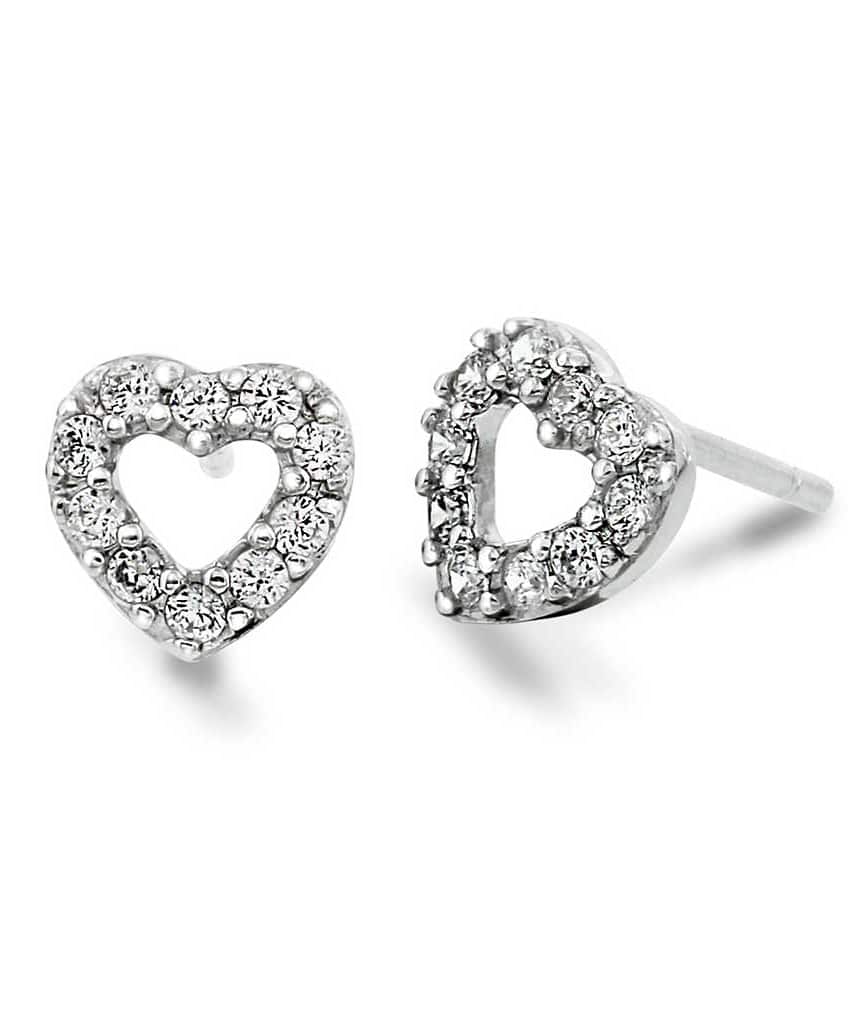 Øredobber i sølv med zirkonia - Hjerte