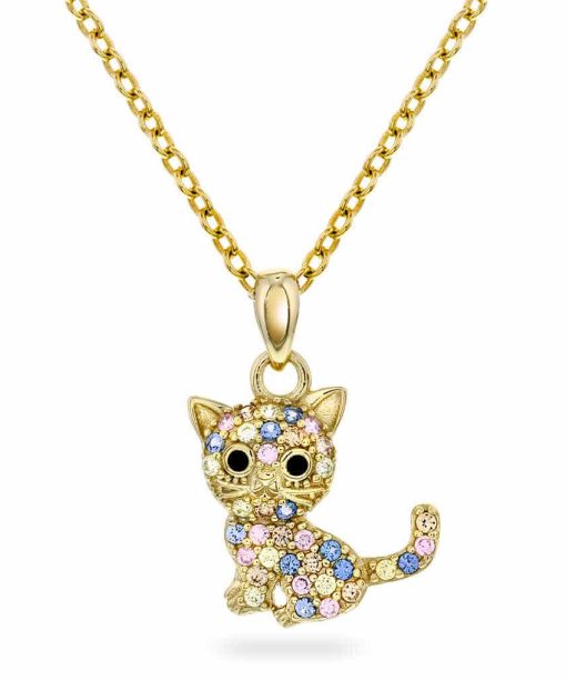 Smykke i sølv med zirkonia og katt