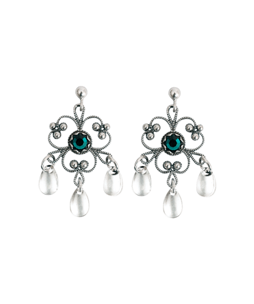 Øyrepynt med grøn stein, oksidert