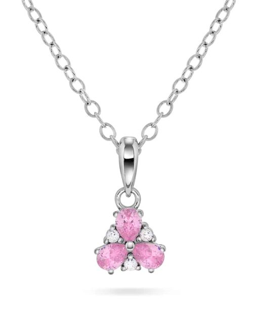Smykke i sølv med hvit og rosa zirkonia