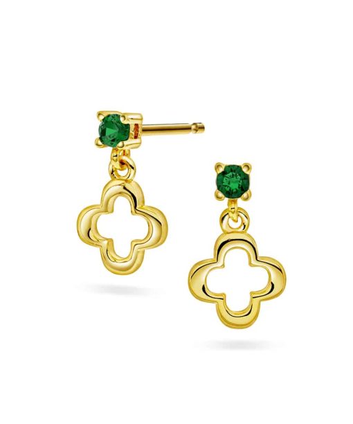 Øredobber i sølv med grønn zirkonia