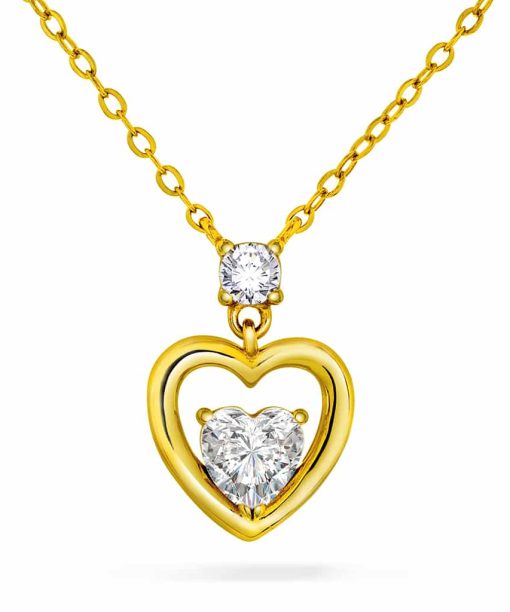 Smykke i sølv med hvit zirkonia hjerte