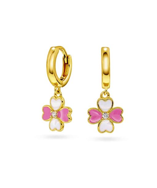 Øreringer i sølv med zirkonia firkløver