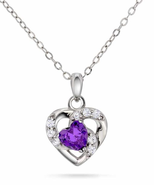 Smykke i sølv med zirkonia hjerte