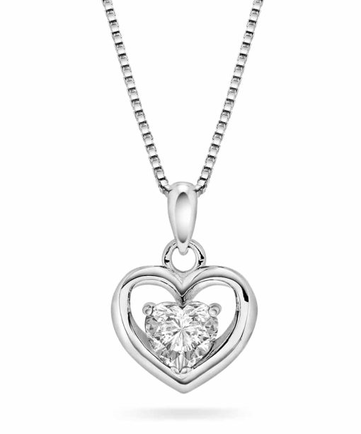 Smykke i sølv med hvit zirkonia