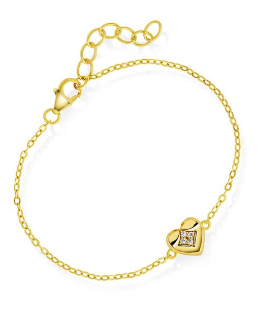 Armbånd i sølv med zirkonia hjerte