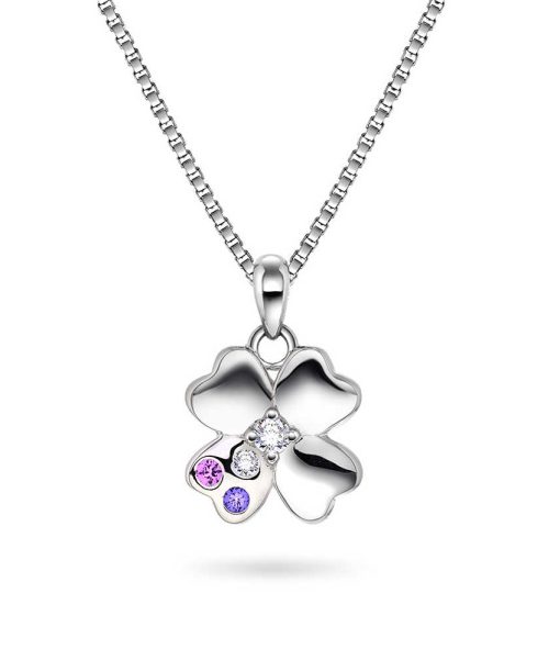 Smykke i sølv med zirkonia firkløver