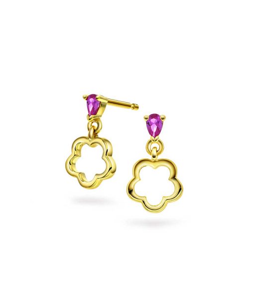 Øredobber i sølv med zirkonia blomst