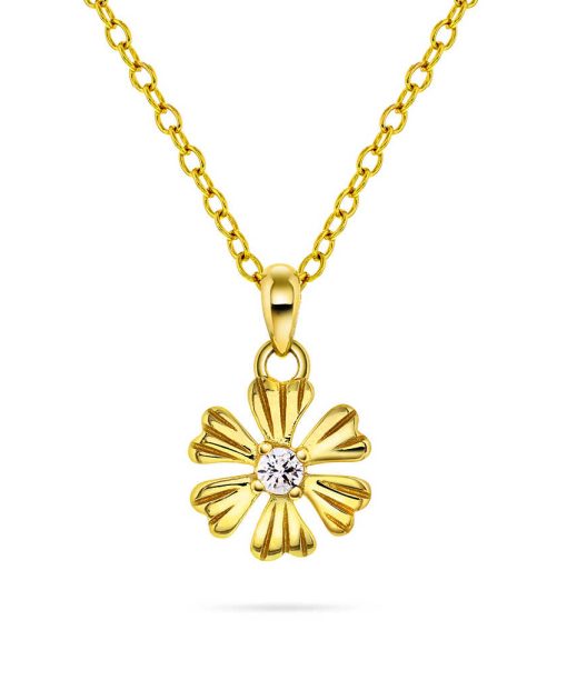 Smykke i sølv med zirkonia blomst