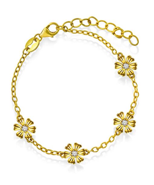 Armbånd i sølv med zirkonia blomst