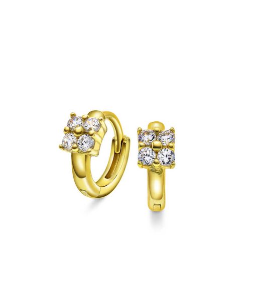 Øreringer i sølv med zirkonia blomst