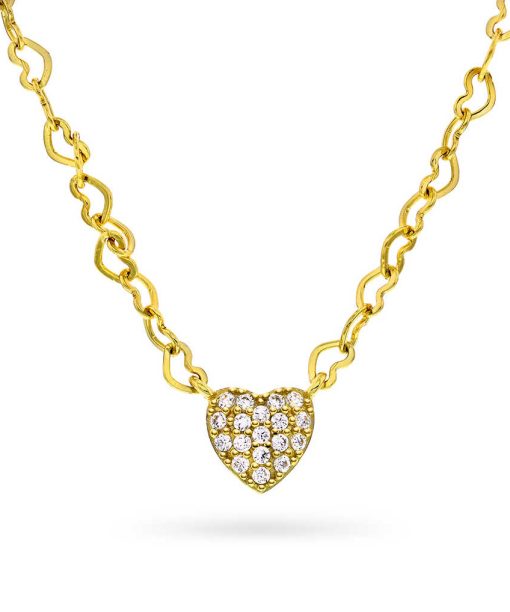 Kjede i sølv med zirkonia hjerte