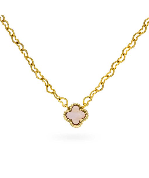 Kjede i sølv med perlemor kløver