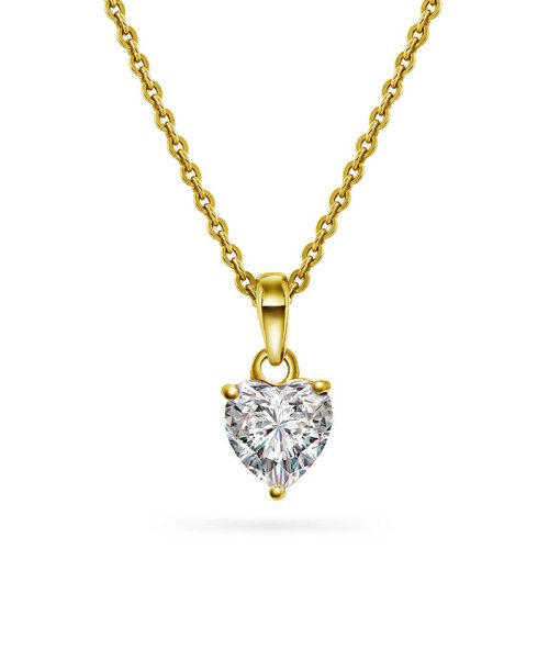 Smykke i sølv med hvit zirkonia hjerte