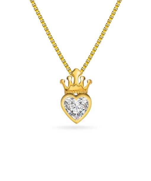 Smykke i gull med zirkonia hjerte