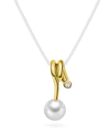Anheng i gull med diamant 0,02 ct WSI